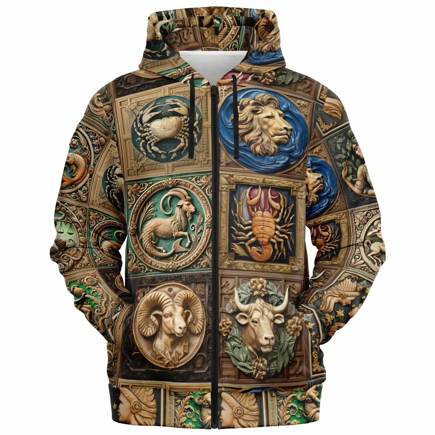 Zodiac Fashion Zip-Up Hoodie - AOP