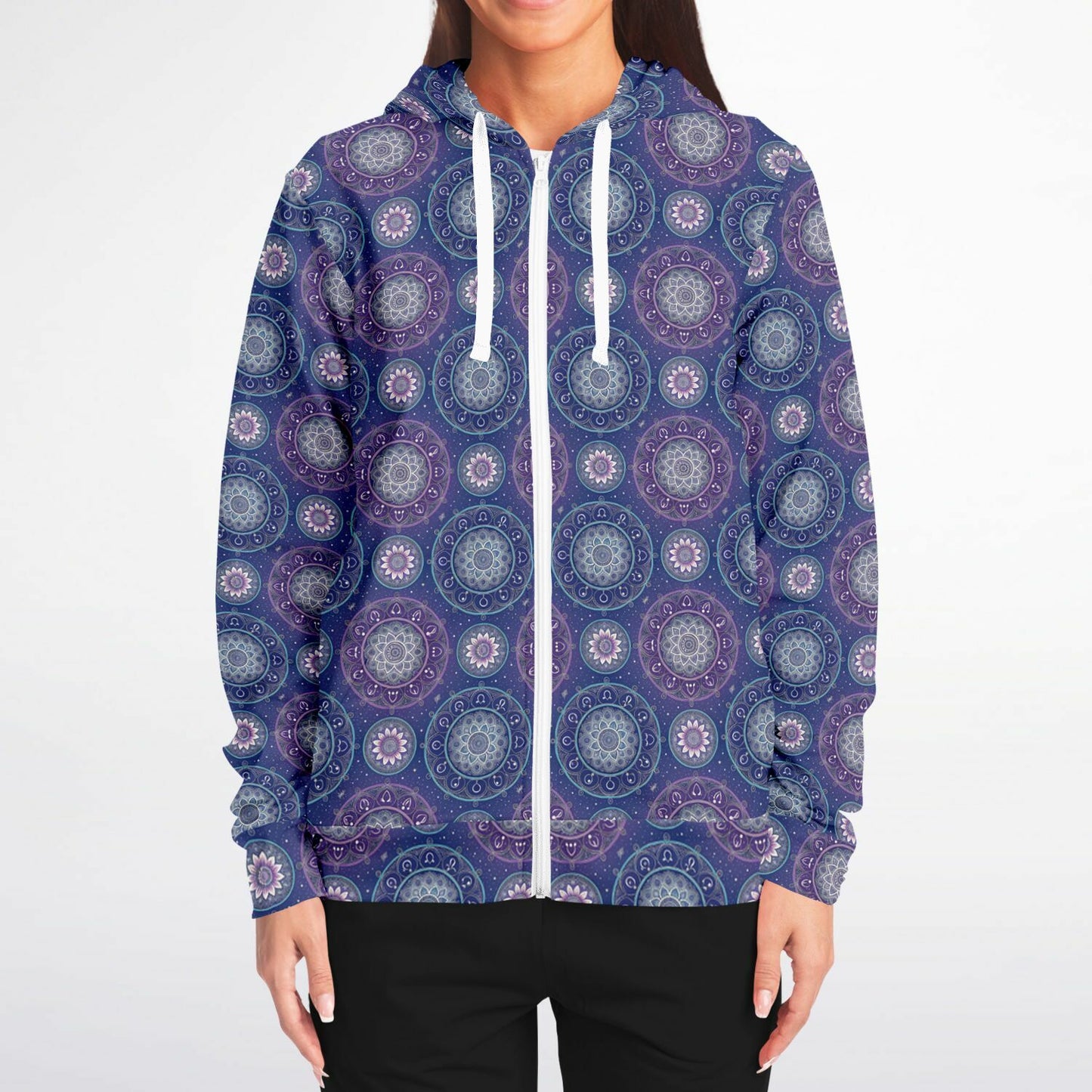 Mandala Pattern Fashion Zip-Up Hoodie - AOP