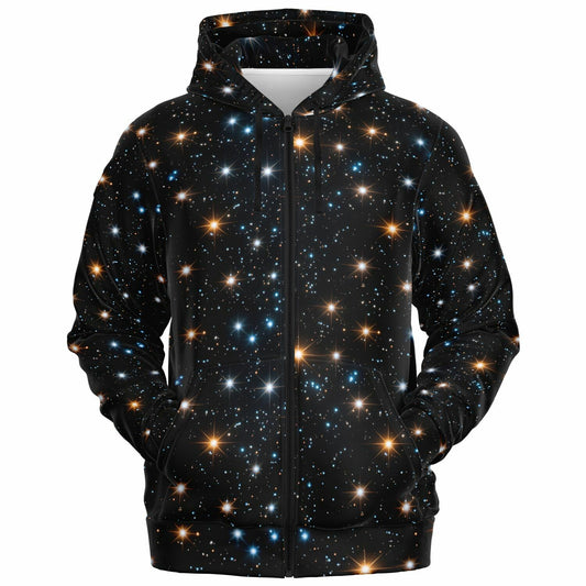 Starry Sky Fashion Zip-Up Hoodie - AOP