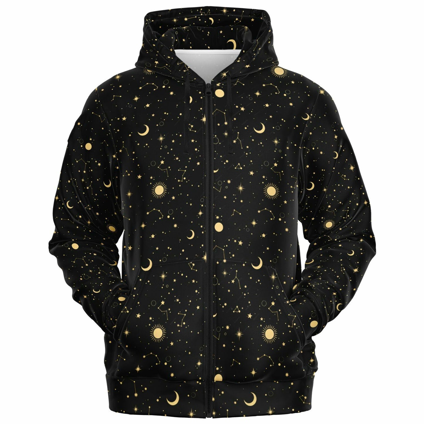 Moons and Stars Fashion Zip-Up Hoodie - AOP