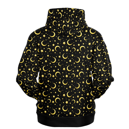 Moon and Stars Pattern Fashion Hoodie - AOP