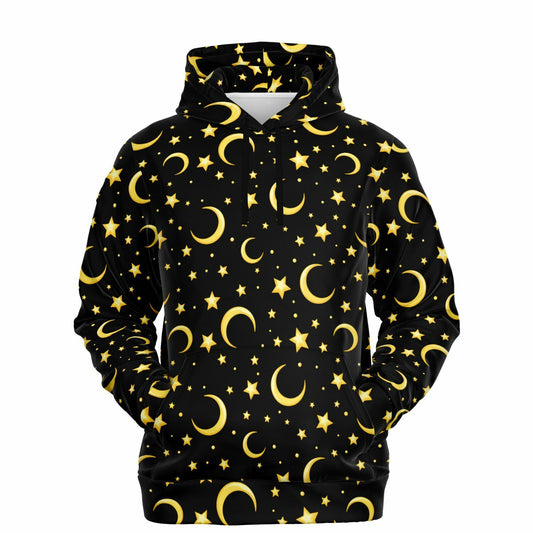 Moon and Stars Pattern Fashion Hoodie - AOP