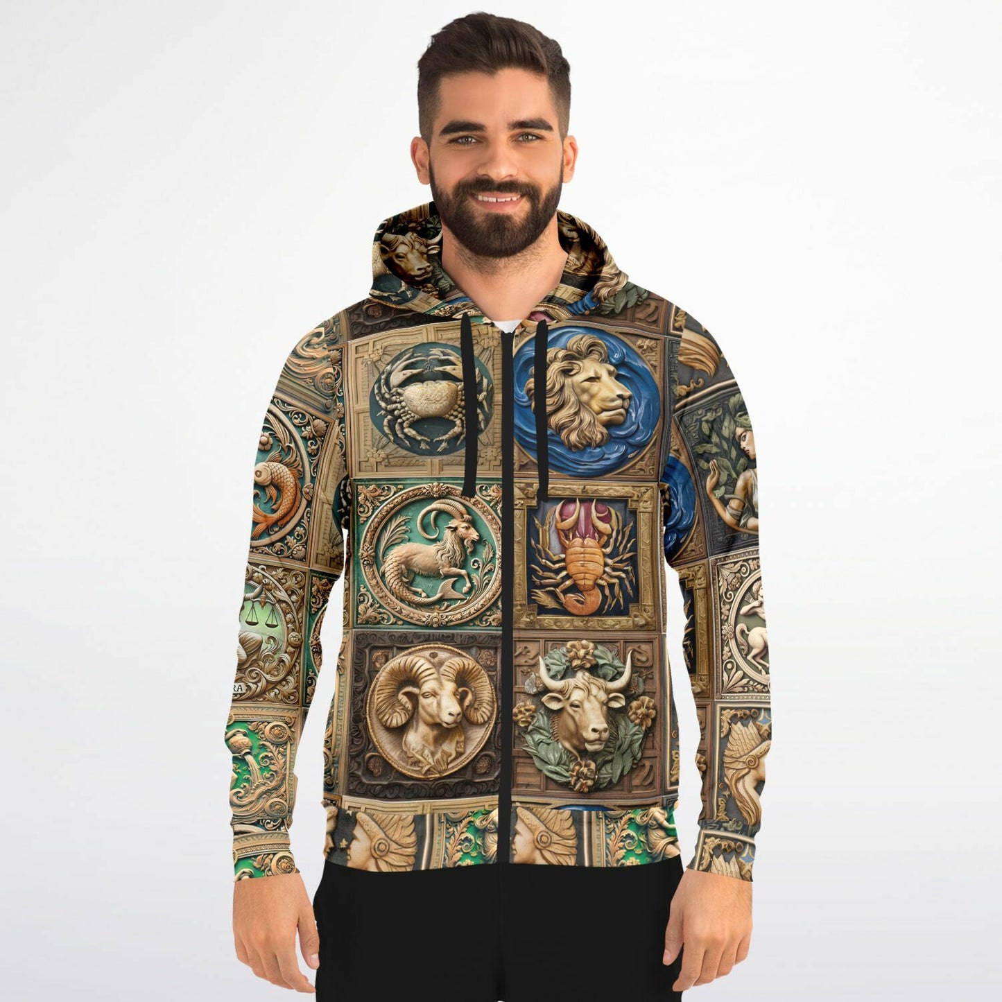 Zodiac Fashion Zip-Up Hoodie - AOP