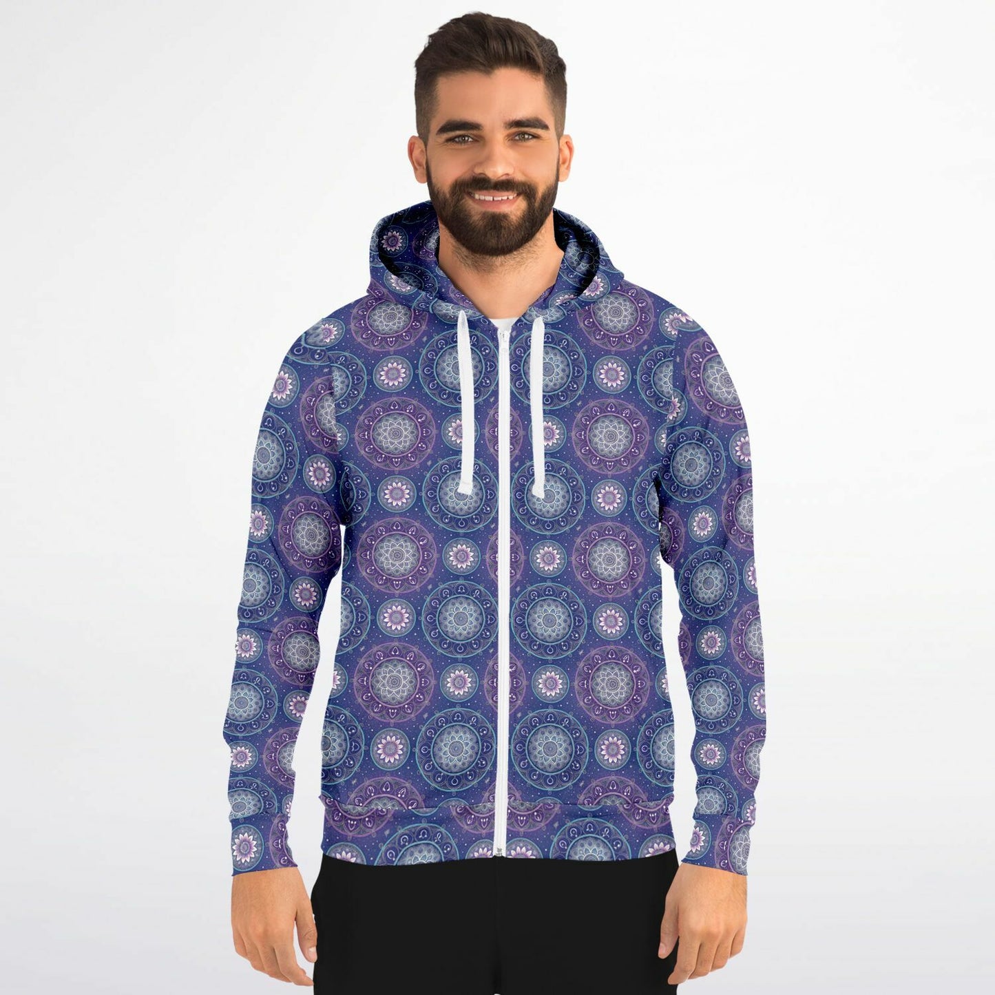 Mandala Pattern Fashion Zip-Up Hoodie - AOP