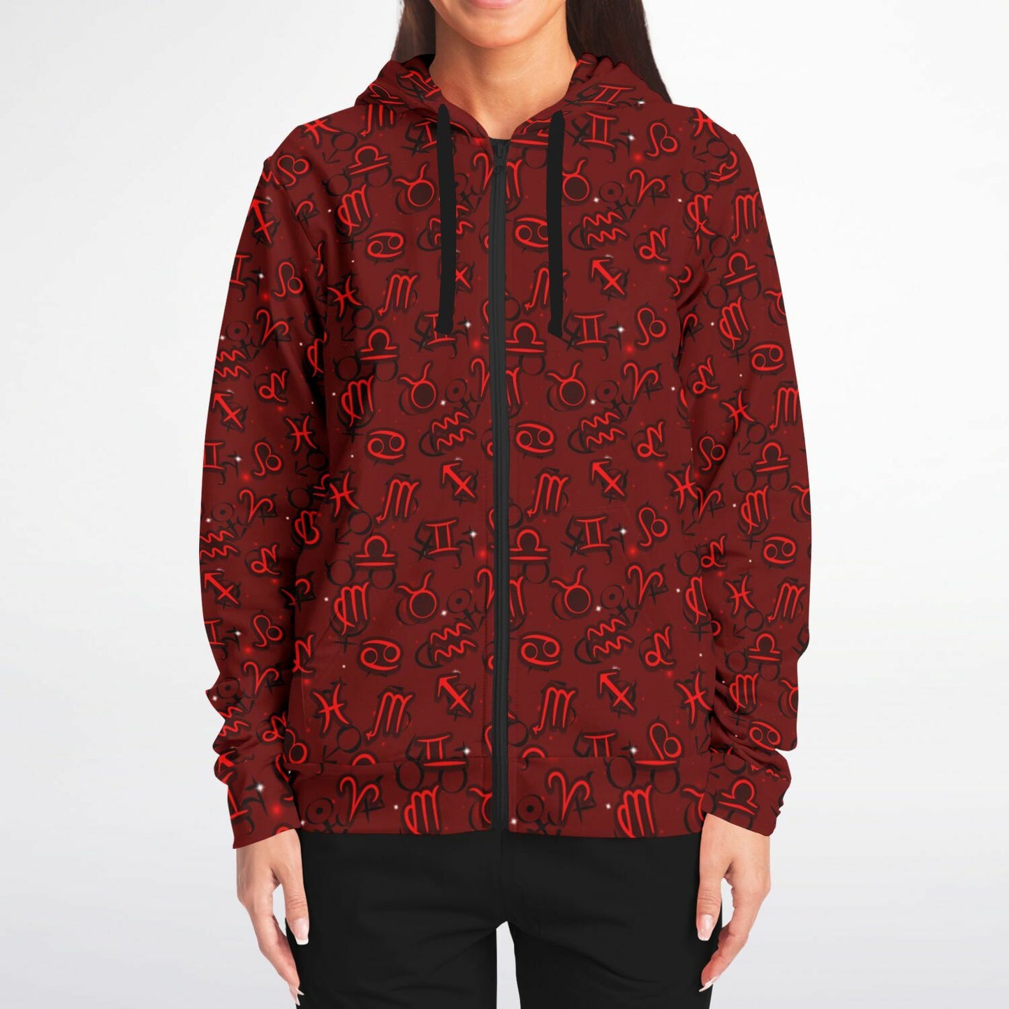 Zodiac Symbols Fashion Zip-Up Hoodie - AOP