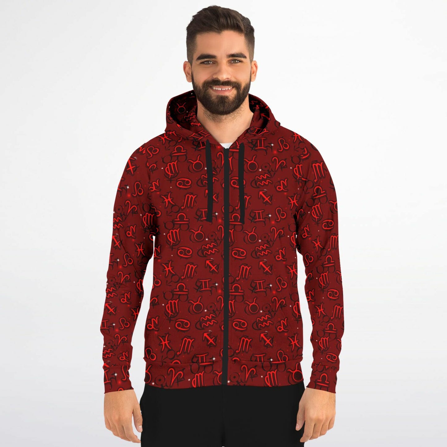 Zodiac Symbols Fashion Zip-Up Hoodie - AOP