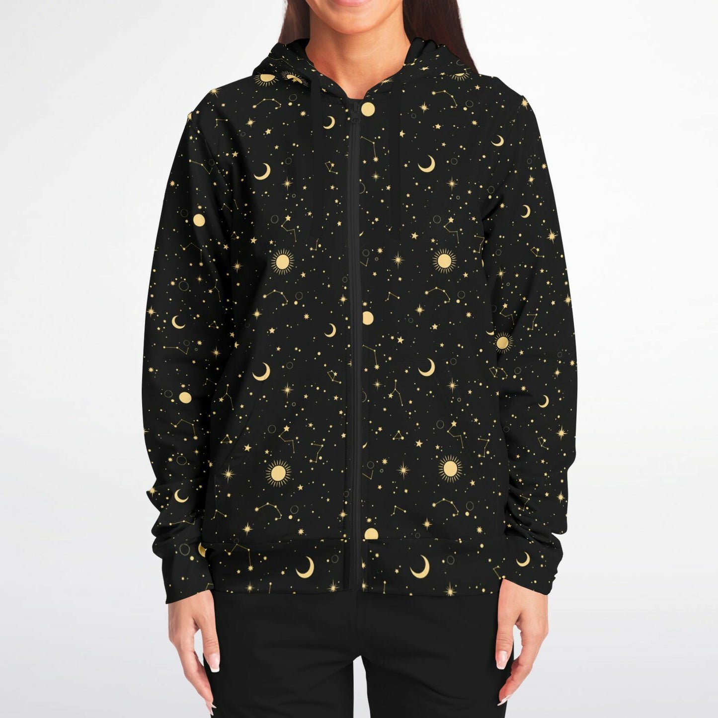 Moons and Stars Fashion Zip-Up Hoodie - AOP