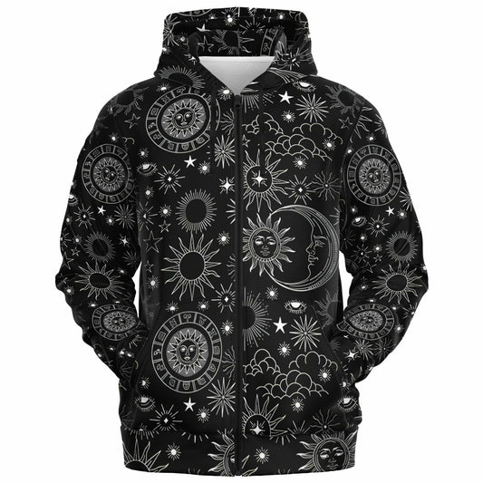 Celestial design Fashion Zip-Up Hoodie - AOP