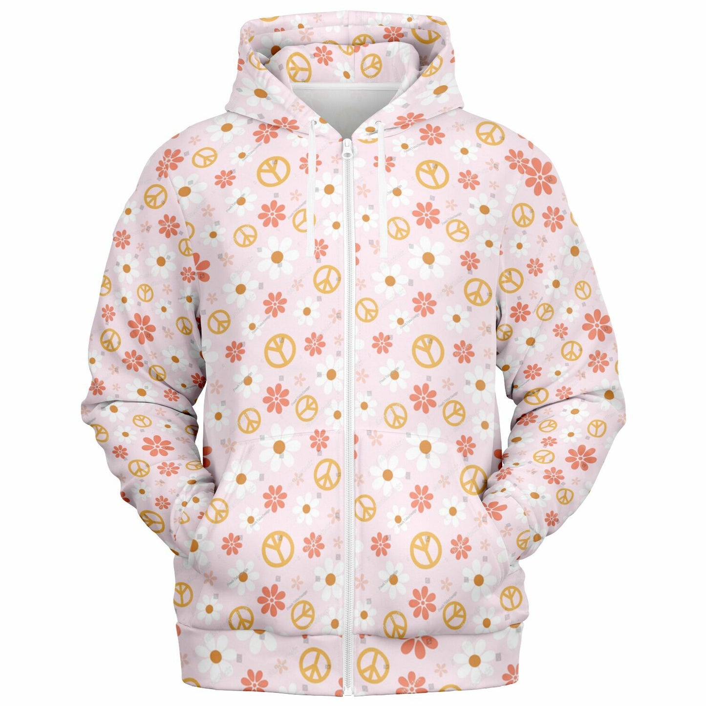 Peace Pattern Fashion Zip-Up Hoodie - AOP