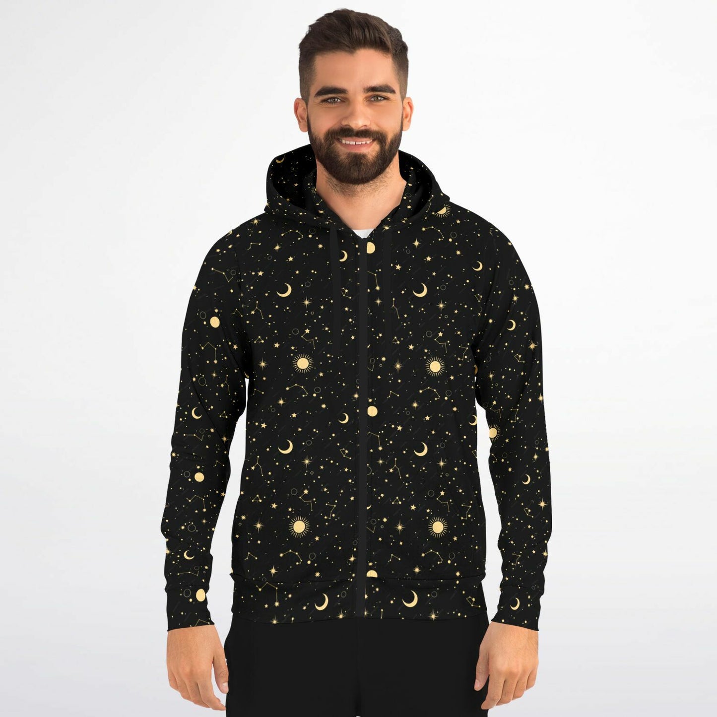 Moons and Stars Fashion Zip-Up Hoodie - AOP