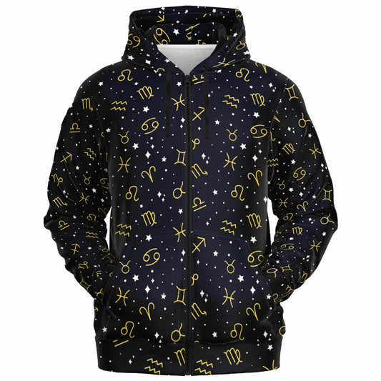 Zodiac Signs Fashion Zip-Up Hoodie - AOP