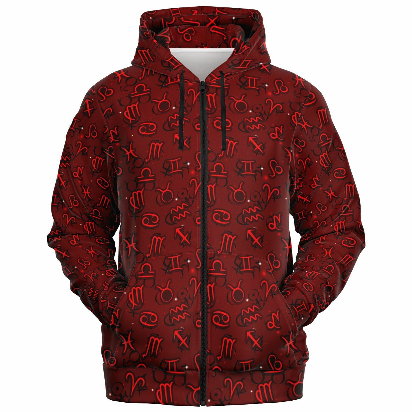 Zodiac Symbols Fashion Zip-Up Hoodie - AOP