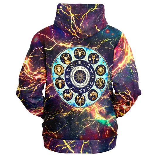 Zodiac Wheel Fashion Zip-Up Hoodie - AOP